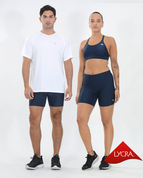 Ciclista corta básica unisex de LYCRA sin tiro azul