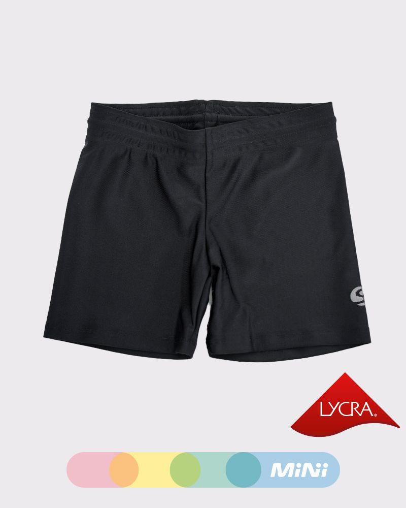 Ciclista corta de niña de LYCRA negra