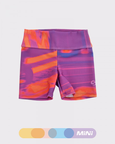 Ciclista corta de niña de LYCRA estampada tecno magenta