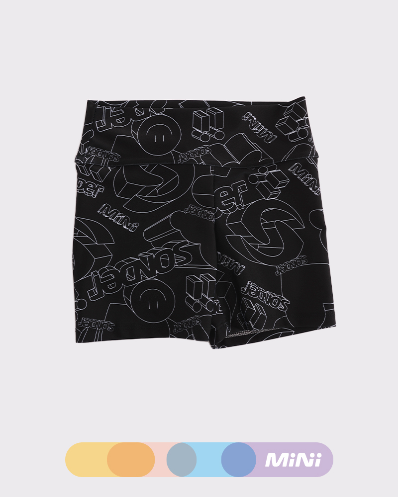 Ciclista corta de niña de LYCRA estampada Mini 3D negro