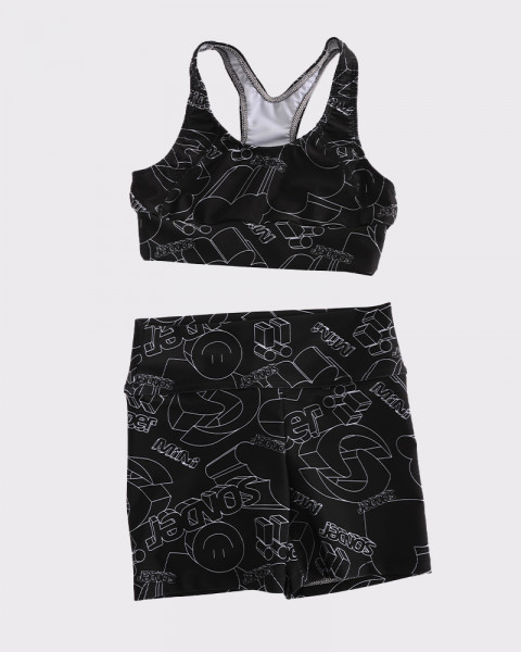 Ciclista corta de niña de LYCRA estampada Mini 3D negro