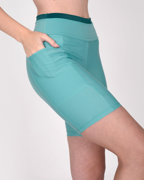 Ciclista larga de LYCRA turquesa pastel con bolsillo