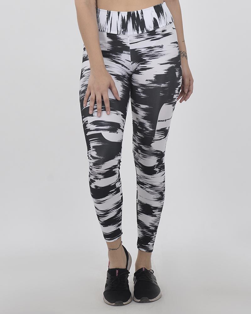 Calza de LYCRA estampada ráfaga blanco y negro