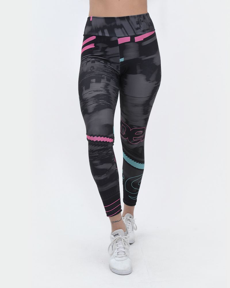 Calza de LYCRA estampada tecno neón gris
