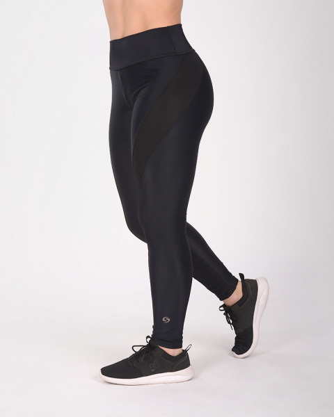 Calza de LYCRA satinada negra combinada