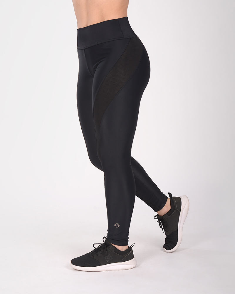 Calza de LYCRA satinada negra combinada