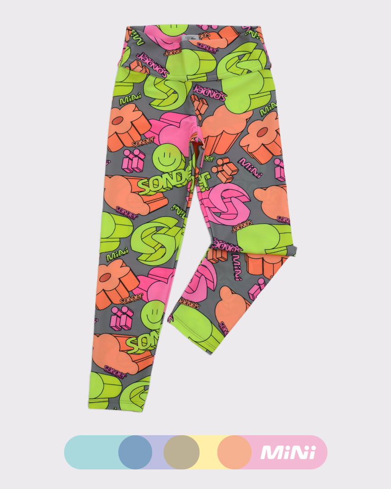 Calza de niña de LYCRA estampada Mini 3D Flúo