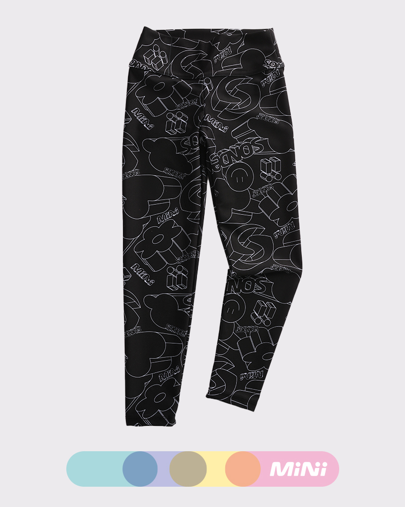 Calza de niña de LYCRA estampada Mini 3D negro