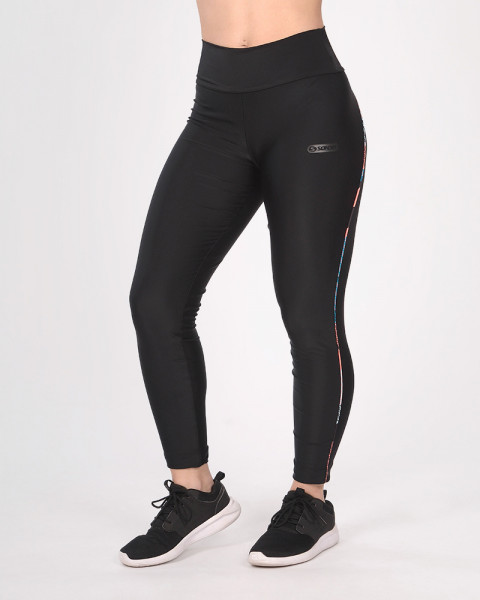 Calza de LYCRA negra con vivos estampados Tramo Color