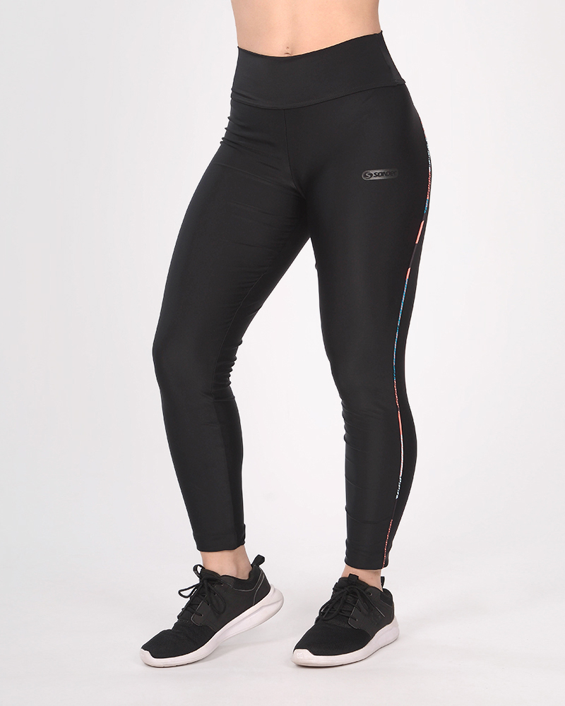 Calza de LYCRA negra con vivos estampados Tramo Color