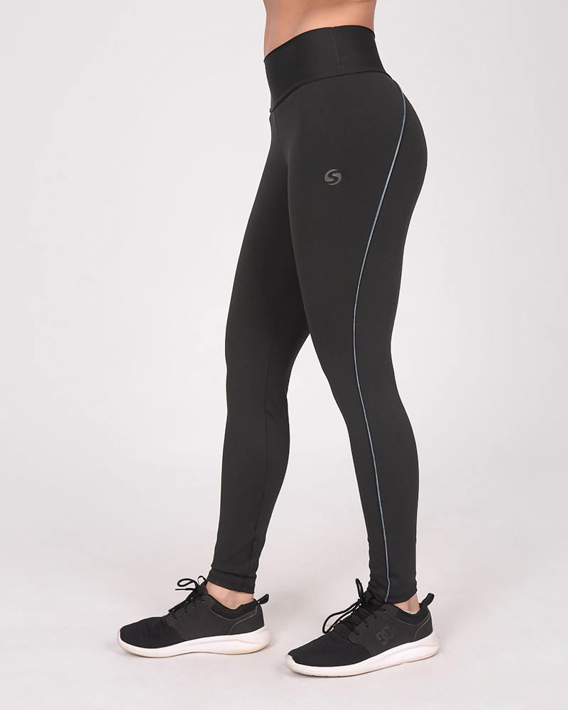 Calza de LYCRA Transblock negra con vivos