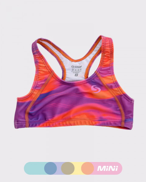 Top de niña de LYCRA estampada tecno magenta