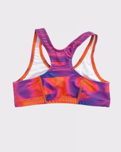 Top de niña de LYCRA estampada tecno magenta