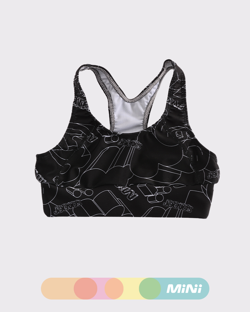 Top de niña de LYCRA estampada Mini 3D Negro