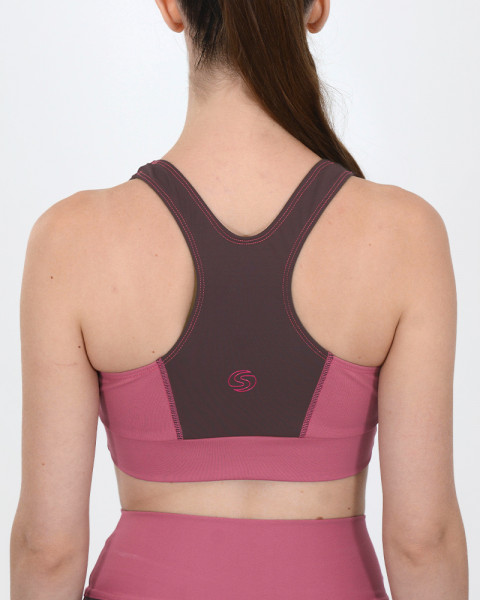 Top de LYCRA opaca magenta con recortes combinados