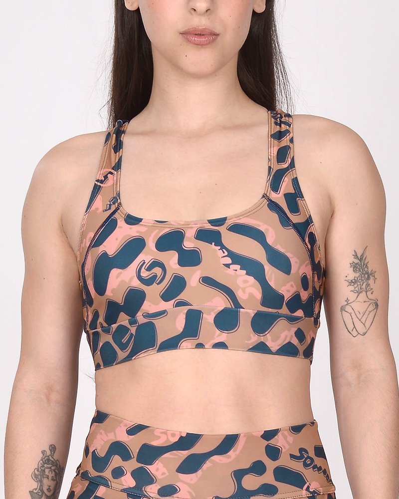 Top de LYCRA estampada Huella Azul