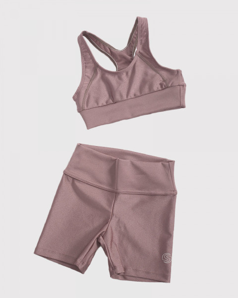 Top de niña de LYCRA metalizada rosa viejo