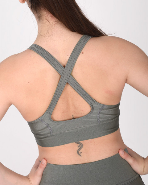 Top de LYCRA metalizada gris plomo