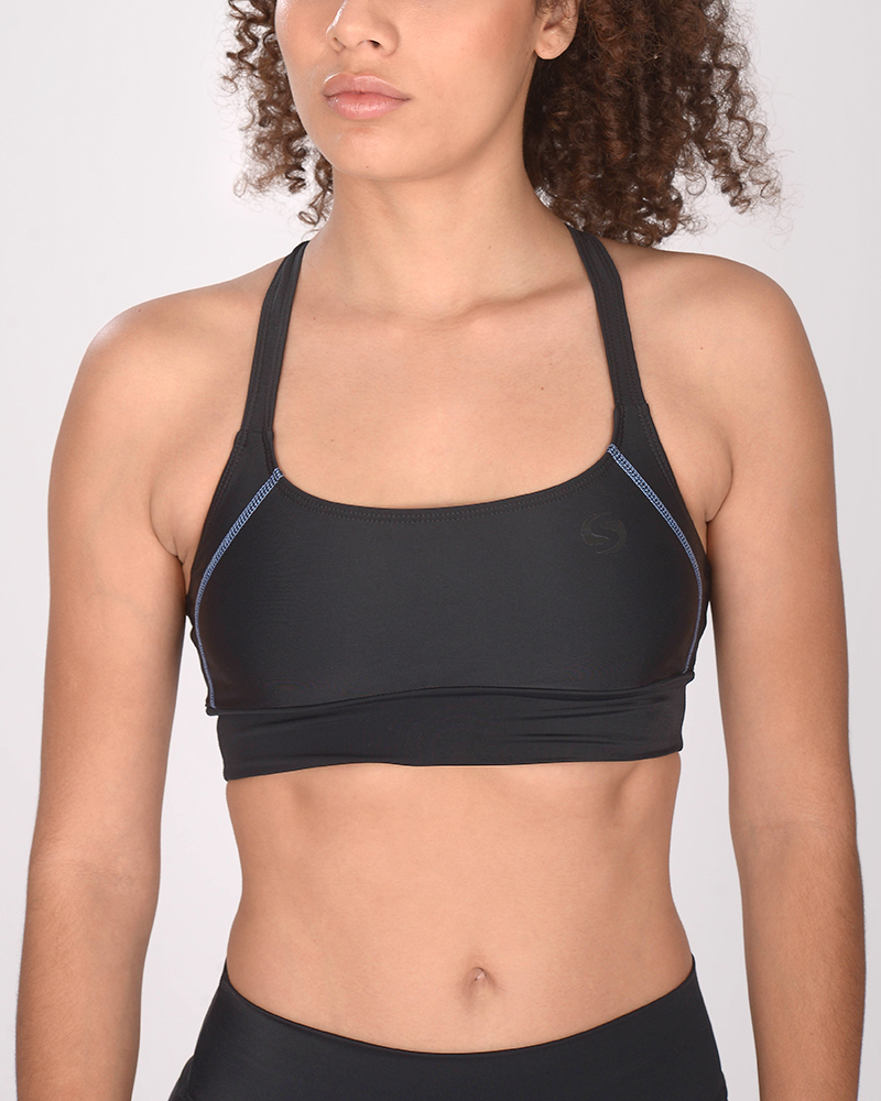 Top de LYCRA negro con costura bordada