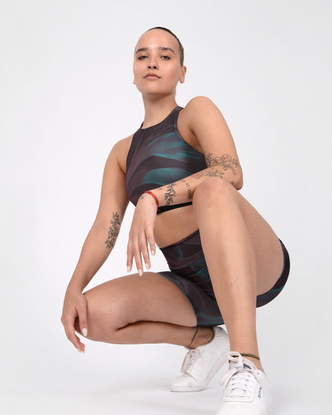 Top cerrado de LYCRA estampada Fusión Mora