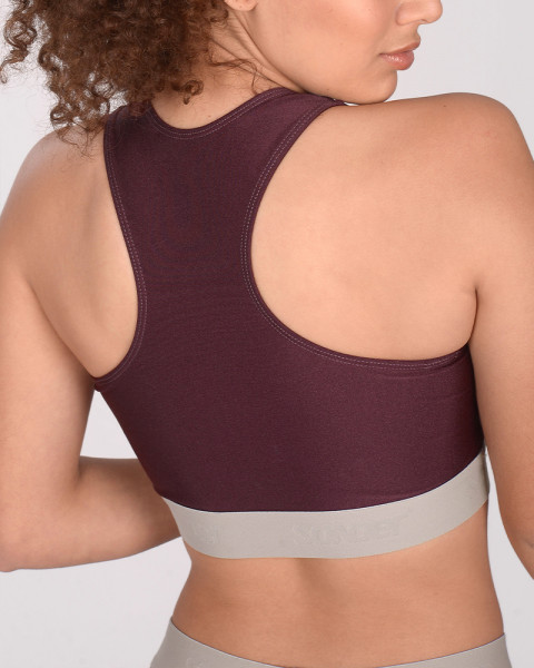 Top cerrado de LYCRA metalizada bordeau