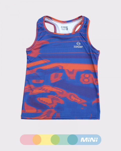 Musculosa de niño de poliéster estampado tecno azul