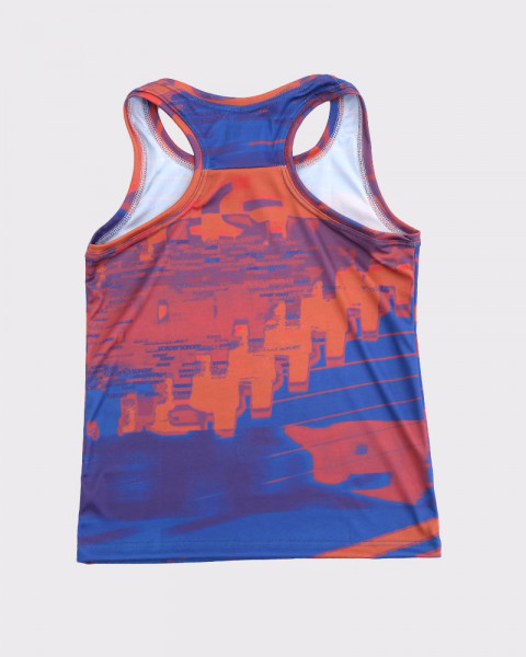 Musculosa de niño de poliéster estampado tecno azul