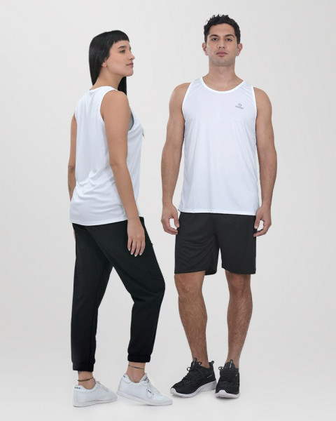 Musculosa básica unisex de políester blanca
