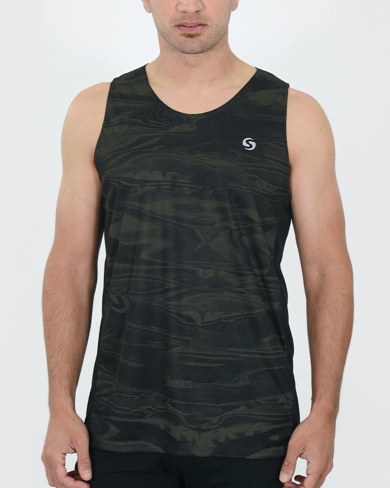 Musculosa de poliéster estampado duna verde