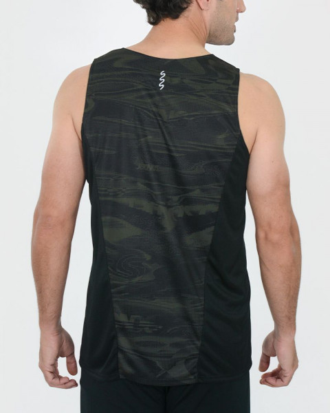 Musculosa de poliéster estampado duna verde