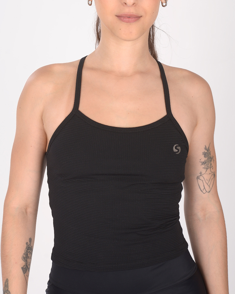Musculosa corta de LYCRA tramada zig zag