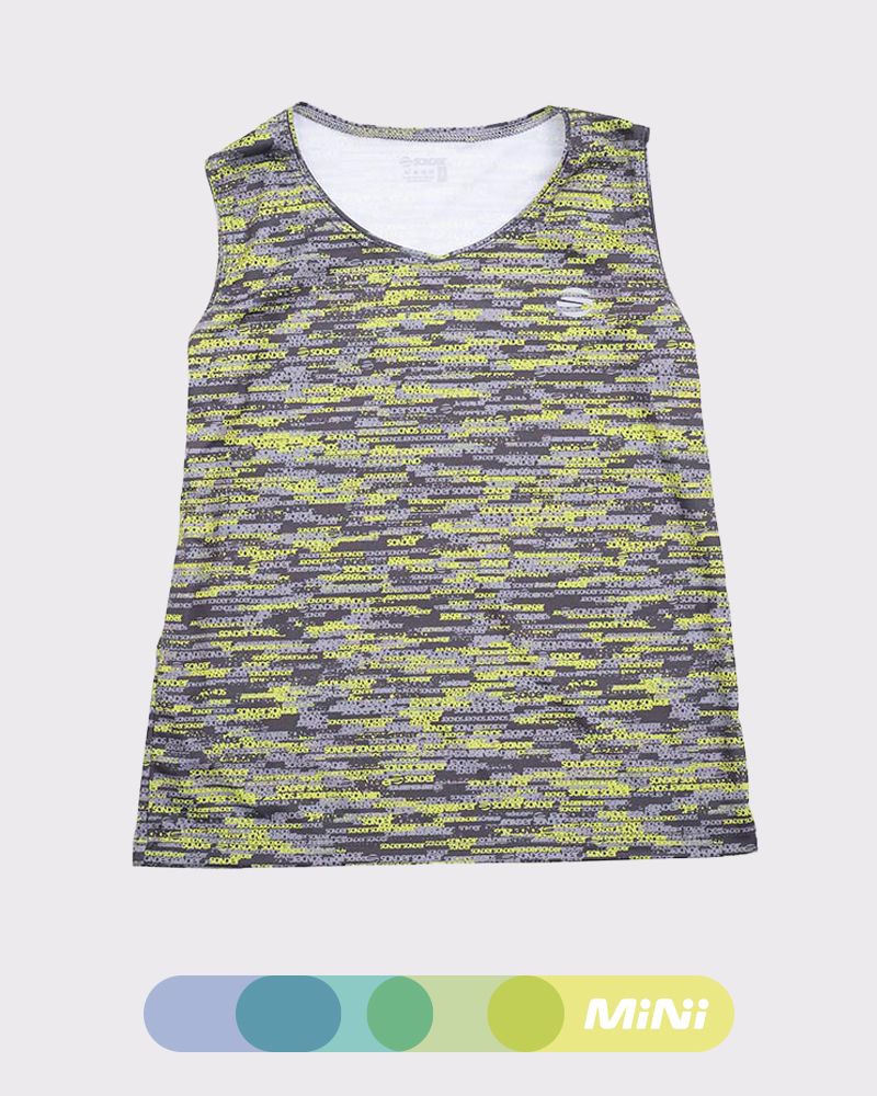 Musculosa de niño de poliéster estampado rayado lima