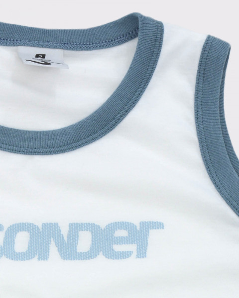 Musculosa de niño de jersey blanco combinado con celeste