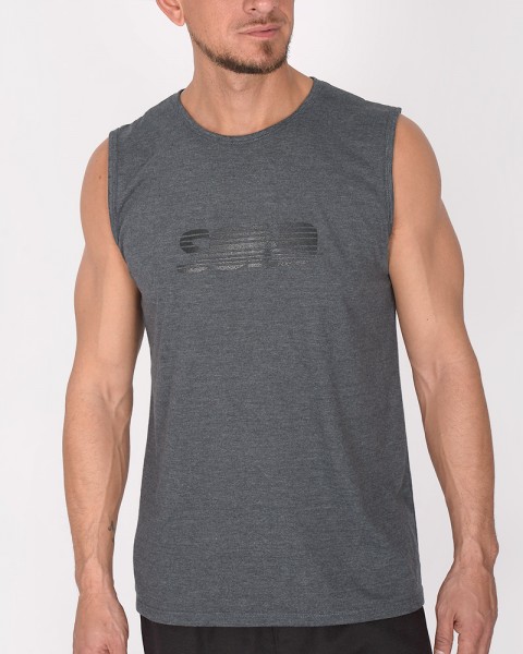 Musculosa de jersey Gris oscuro melange con estampa
