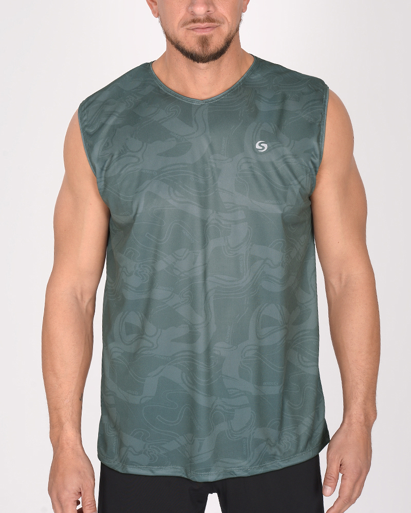 Musculosa de poliéster Neodry estampado rastro verde