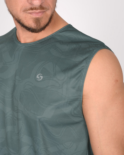 Musculosa de poliéster Neodry estampado rastro verde