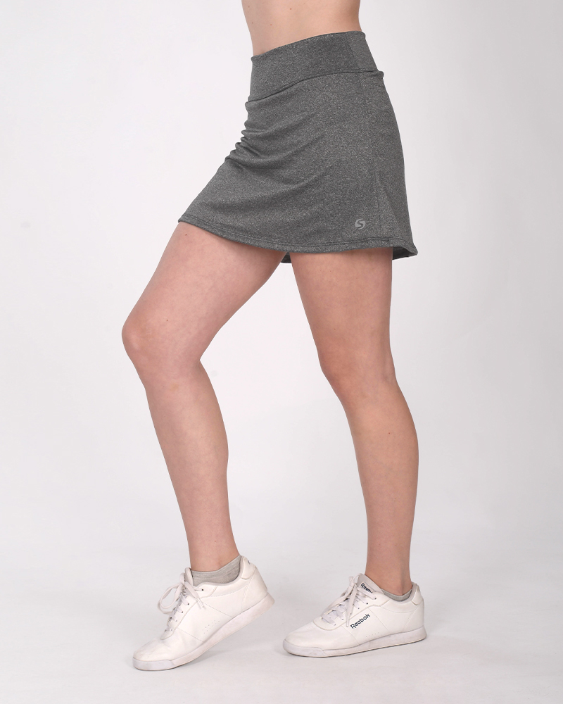 Pollera de microfibra elastizada gris oscuro melange