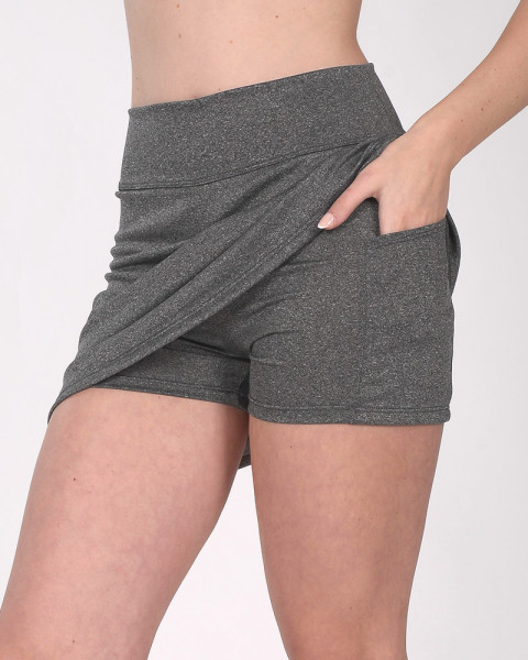 Pollera de microfibra elastizada gris oscuro melange