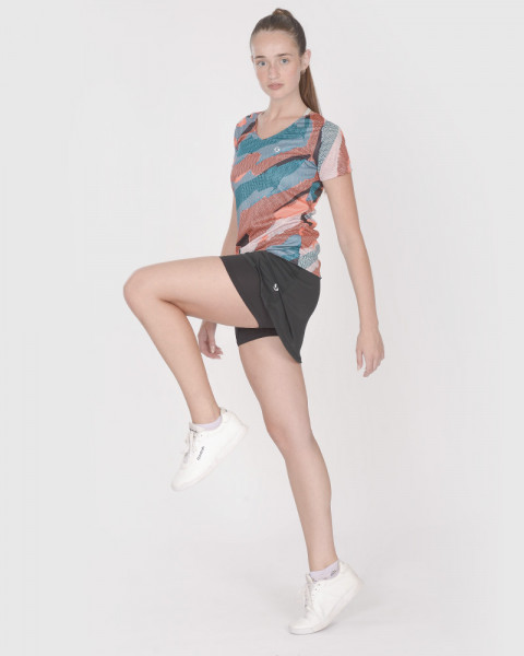 Pollera short de poliéster calado negro