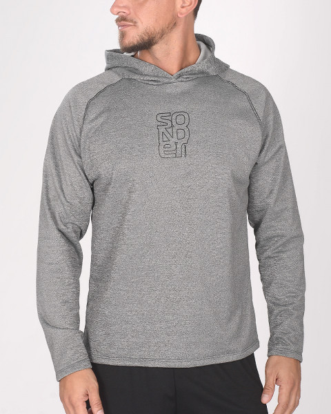 Buzo de rústico gris melange con costura bordada