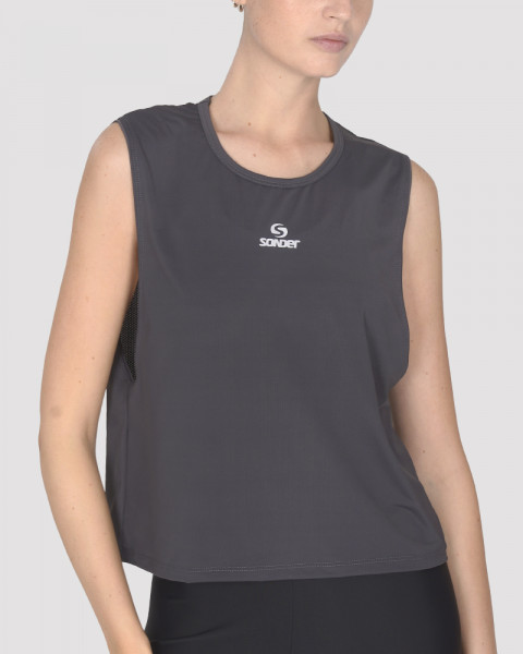 Sudadera de poliéster calado gris plomo