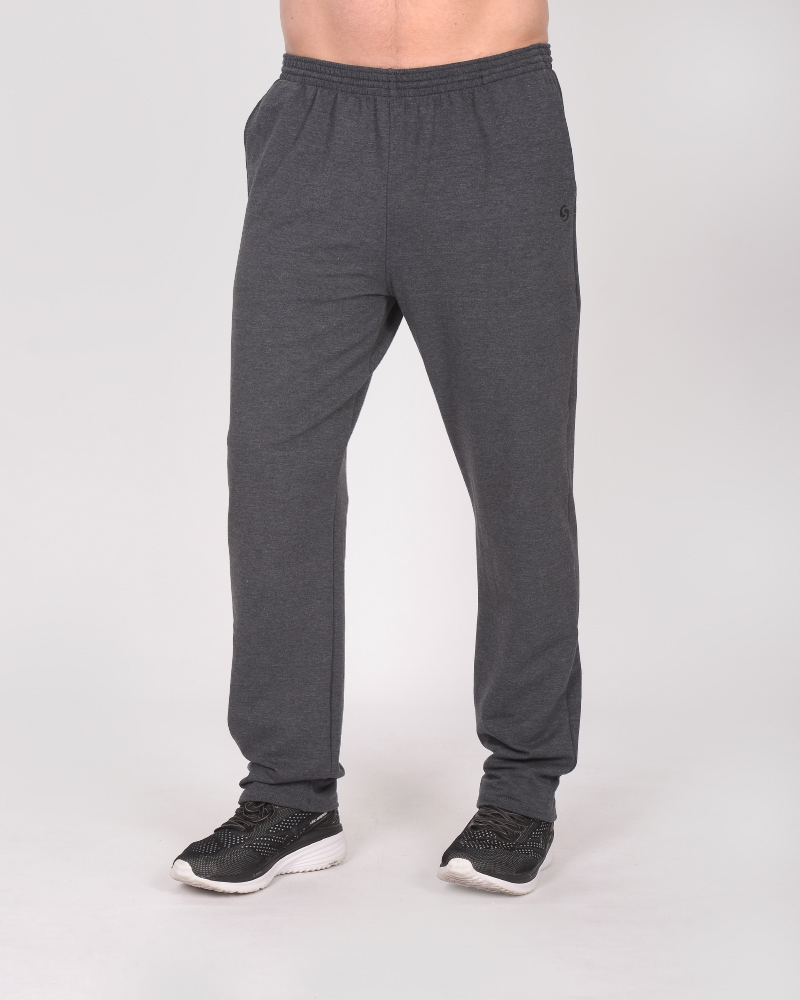 Pantalón recto de rústico elastizado Gris oscuro melange