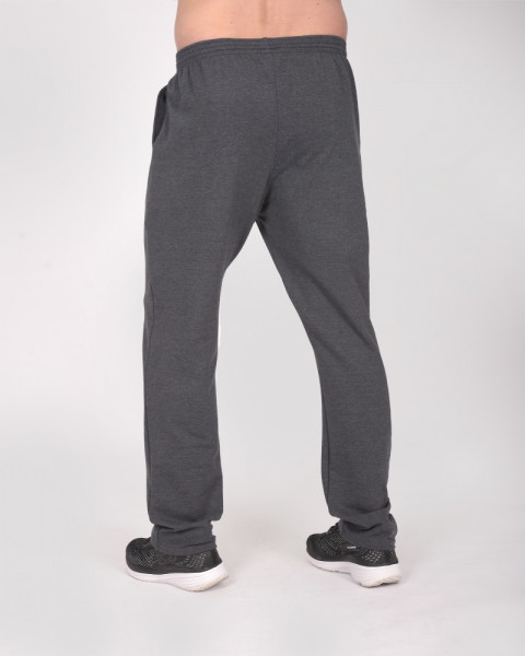 Pantalón recto de rústico elastizado Gris oscuro melange