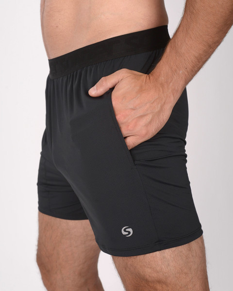 Short de poliéster elastizado negro