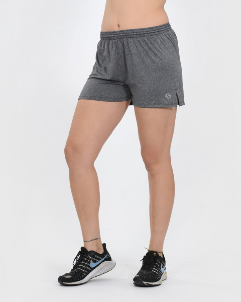 Short de microfibra liviana gris melange con tajo