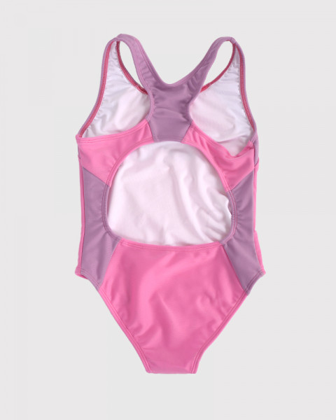 Malla entera de niña de LYCRA rosa chicle combinada