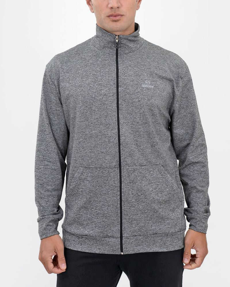 Campera de microfibra frisada gris melange oscura