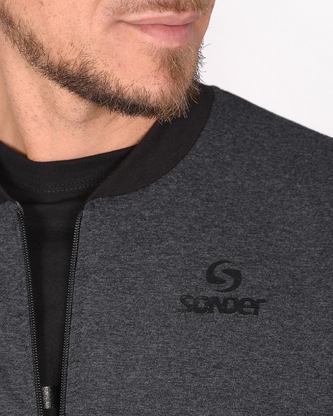 Campera de rústico liviano elastizado gris melange