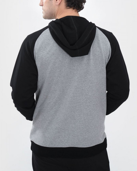 Campera de rústico combinado gris melange y negro