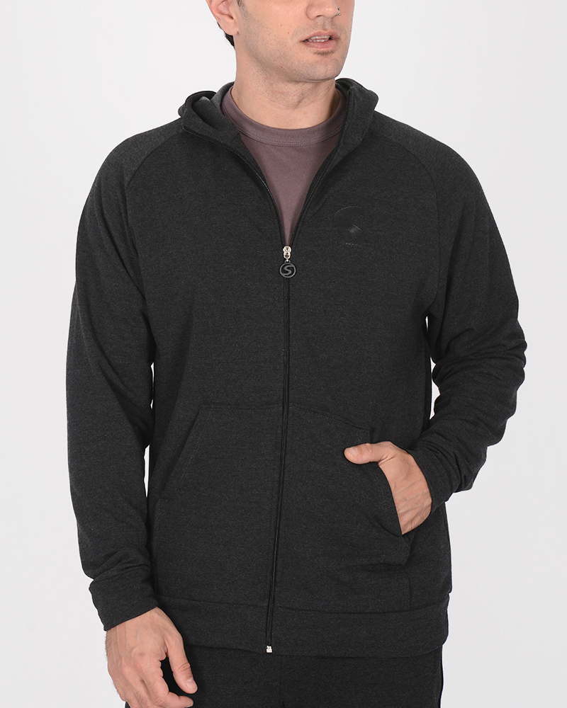 Campera de frisa gris oscuro melange